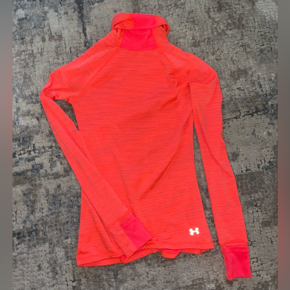 Under Armour Orange Fitted Long Sleeve Top size small